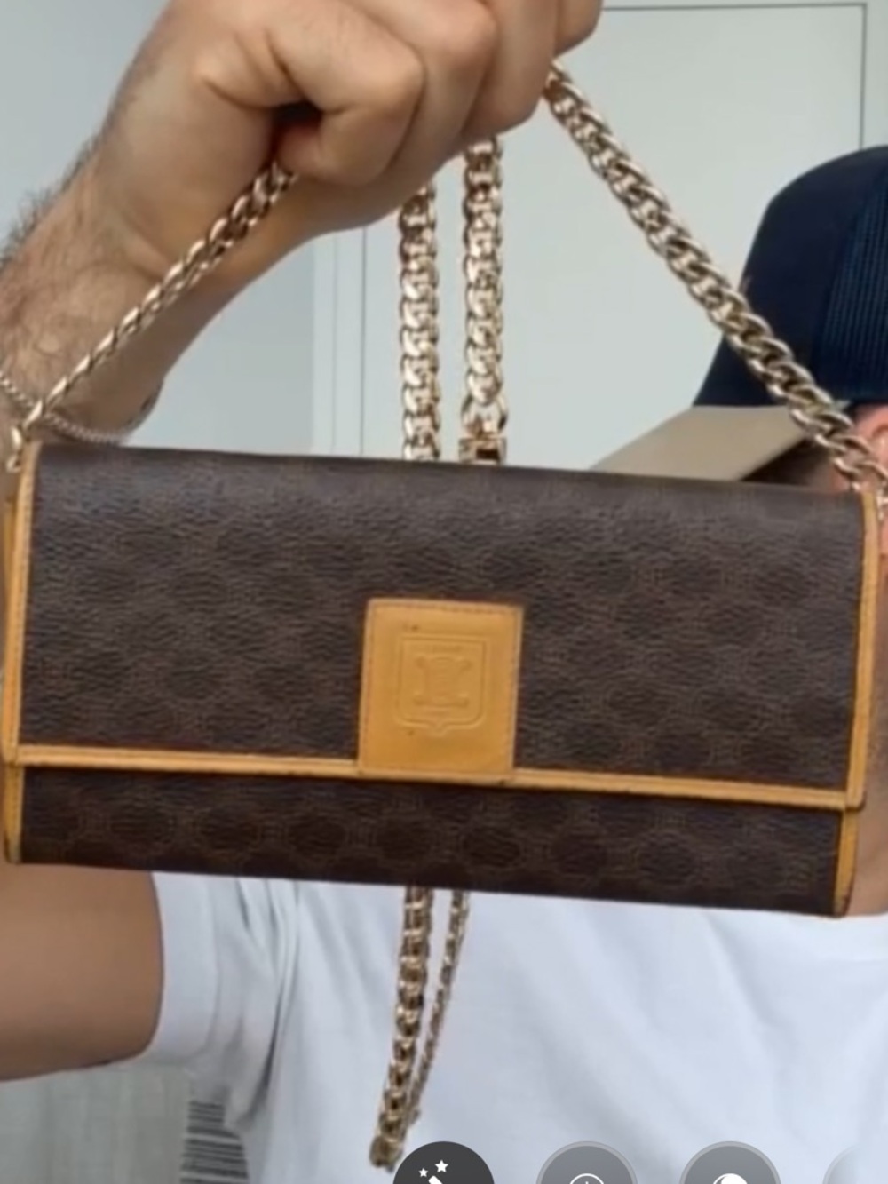Celine Logo canvas flap long wallet